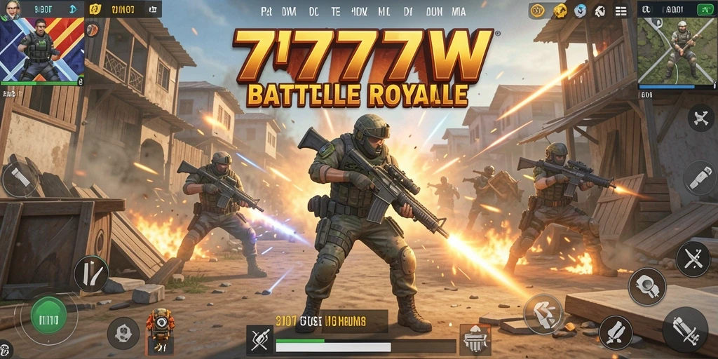 Gameplay intens dan seru dalam 7777W Battle Royale.