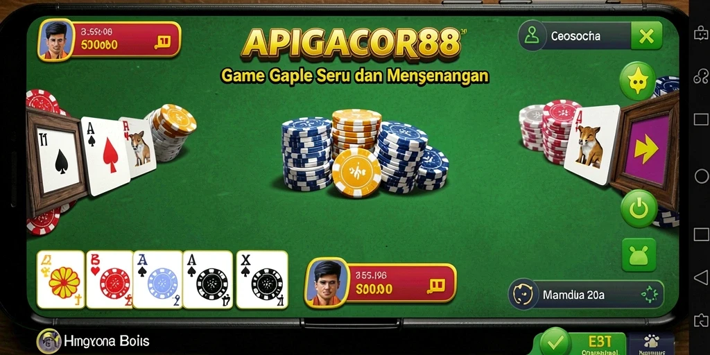 Screenshot gameplay APIGACOR88 yang menampilkan keseruan bermain Gaple.