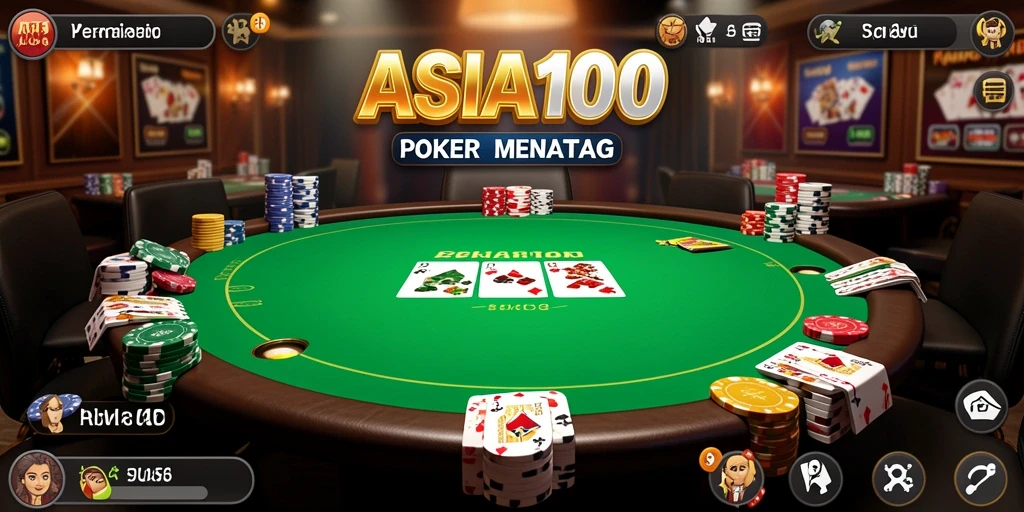 Tampilan gameplay seru dari Poker di ASIA100.