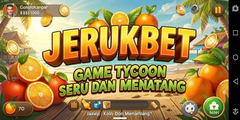 Tampilan gameplay JERUKBET yang menggambarkan pengelolaan bisnis Tycoon.