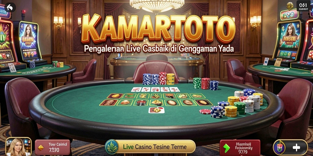 Screenshot KAMARTOTO yang menampilkan dealer sedang beraksi dalam permainan Live Casino.