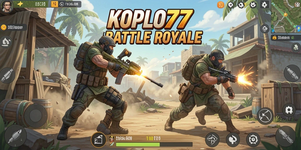 Tampilan gameplay KOPLO77 dengan aksi Battle Royale yang seru.