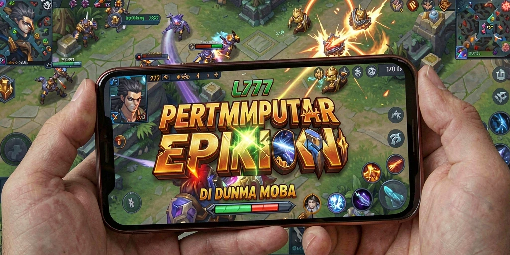 Tangkapan layar gameplay L777 yang menampilkan aksi pertarungan tim MOBA.