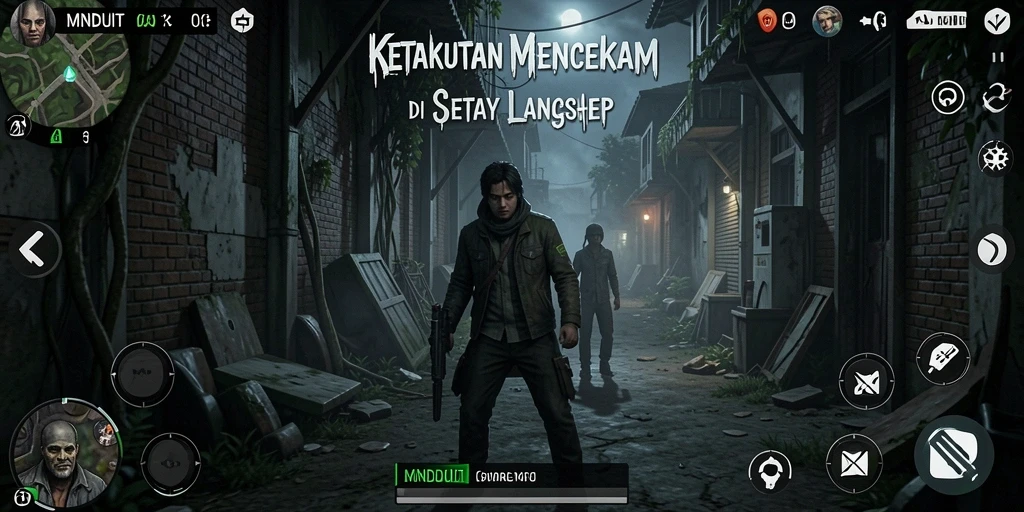 Screenshot gameplay menampilkan momen menakutkan di MNDUIT.