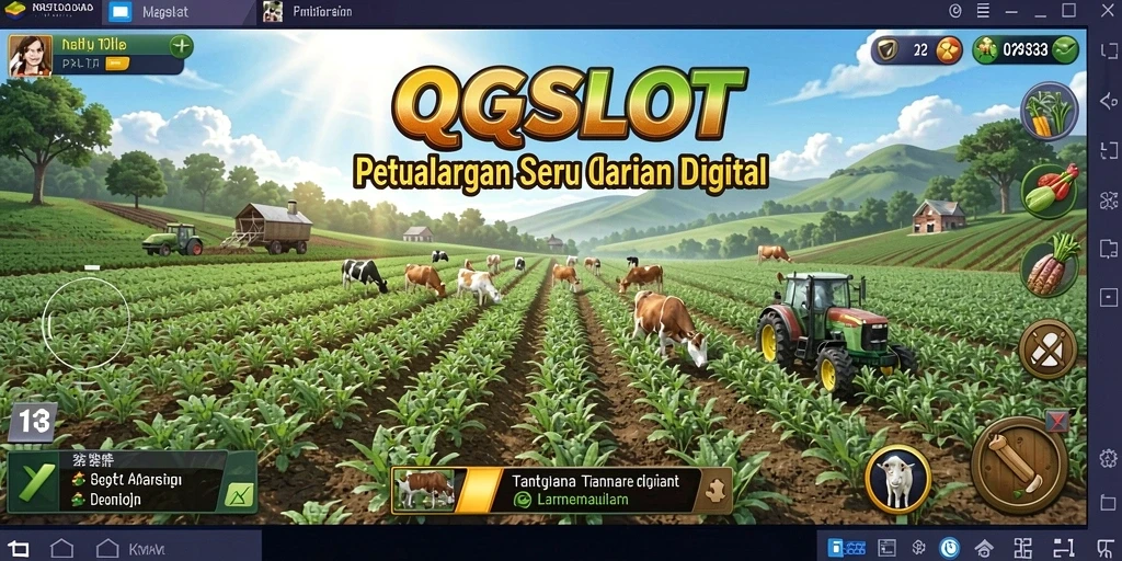 Tampilan gameplay menakjubkan dari QQSLOT dengan ladang subur.