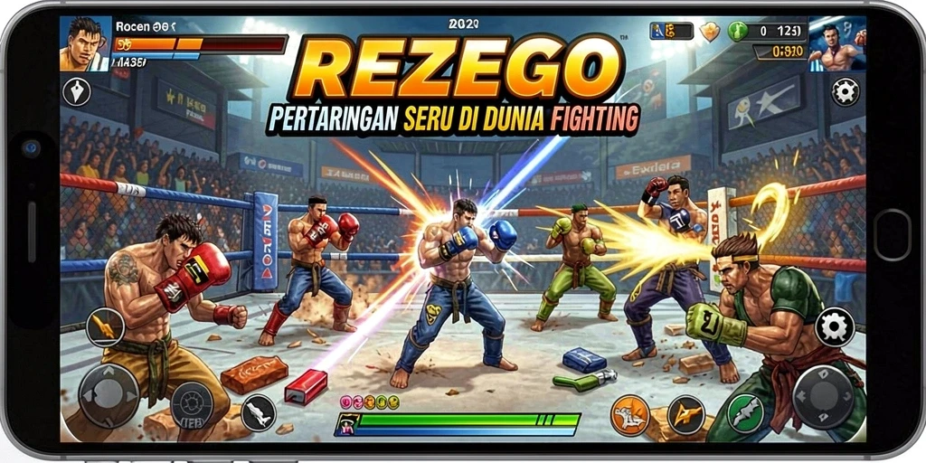 Tampilan gameplay Fighting yang seru dan mendebarkan di REZEGO.