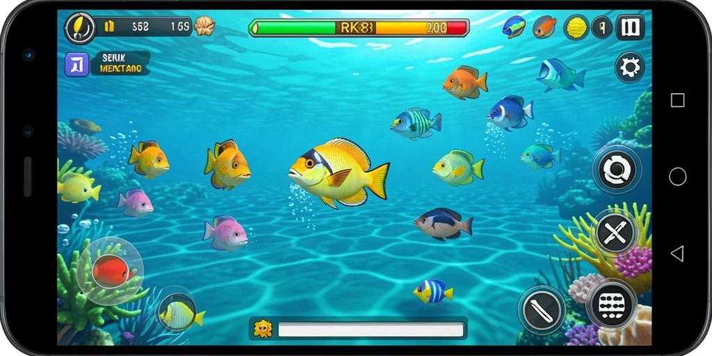 Screenshot gameplay RK88 menampilkan momen seru berburu ikan.