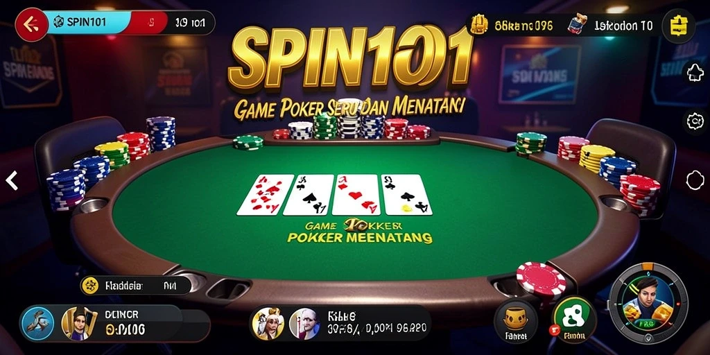 Tampilan gameplay seru SPIN101 dalam permainan Poker yang mendebarkan.