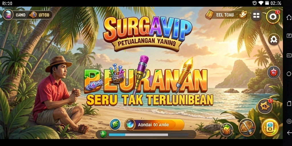 Tangkapan layar utama dari gameplay SURGAVIP yang menarik dan penuh aksi.