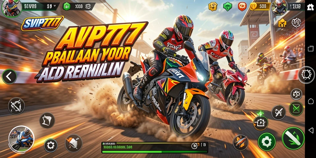 Tampilan gameplay balapan motor yang mendebarkan dan penuh aksi.