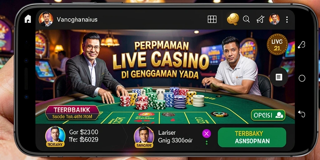 Tampilan gameplay Live Casino di V21 dengan dealer langsung dan interaksi nyata.